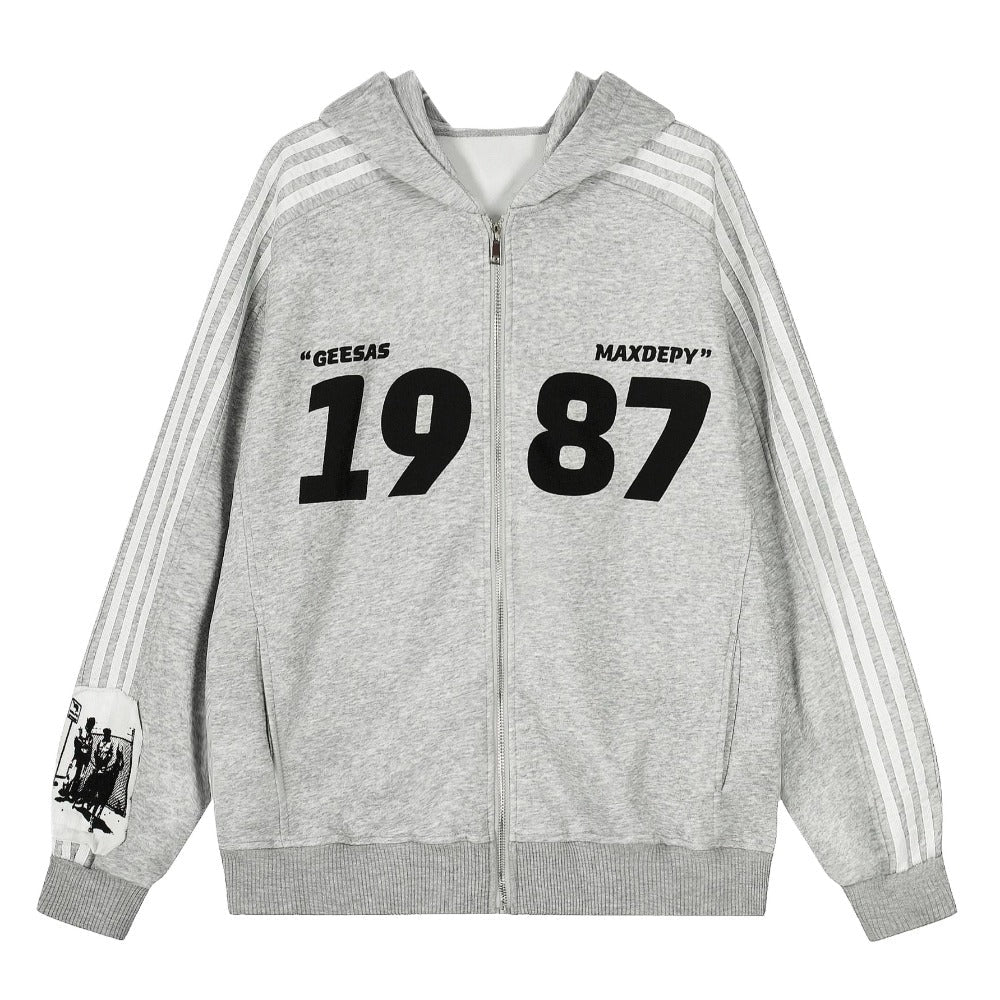 1987 Retro Three - Bar Patch Hoodies - Thrashink