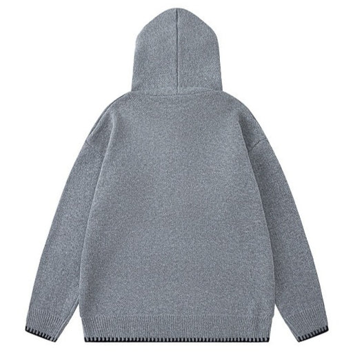 Funky Eye Embroidered Knitted Hoodie