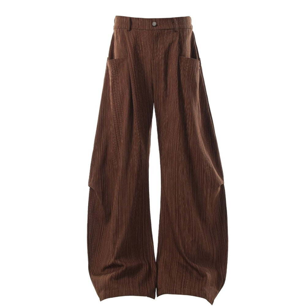 Retro Striped Curved Knife Casual Pants