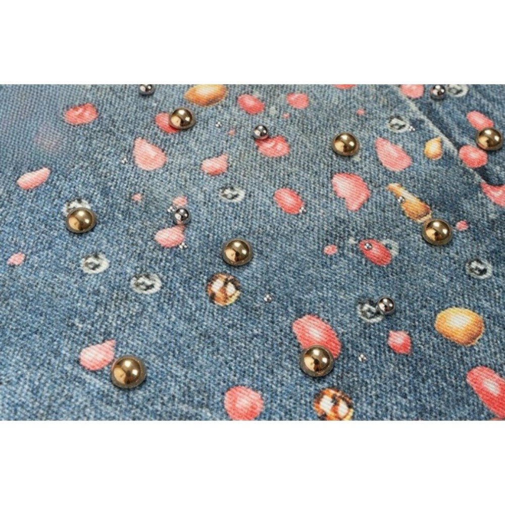 3D Candy Rhinestone Print Jeans - Thrashink