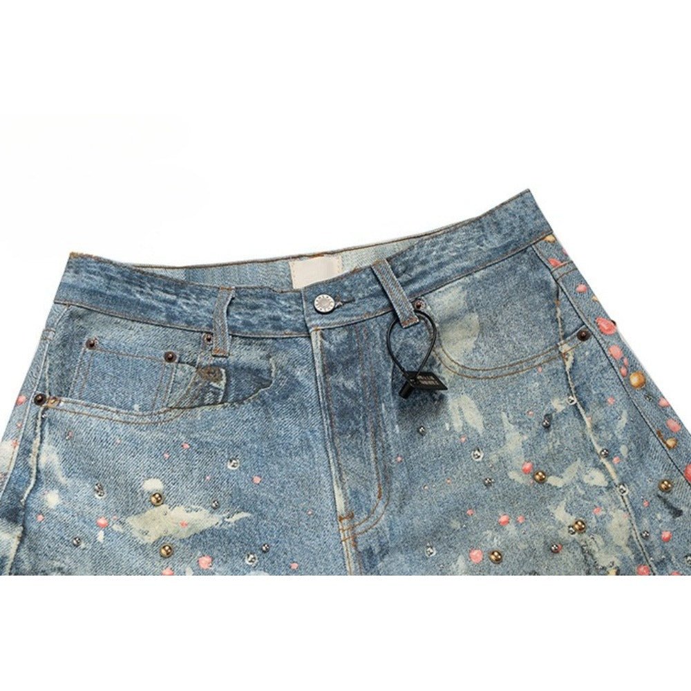 3D Candy Rhinestone Print Jeans - Thrashink