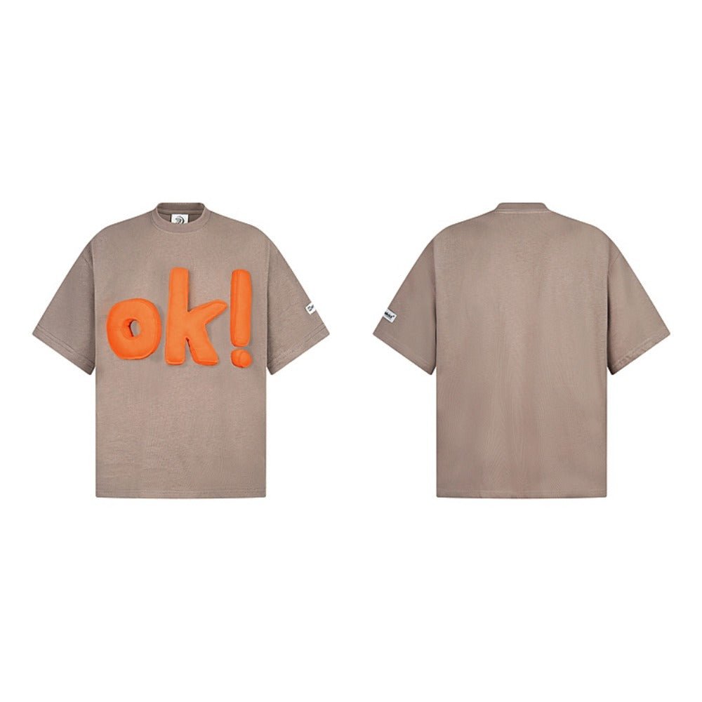 3D Letter "OK" Short Sleeve T-Shirt - Thrashink