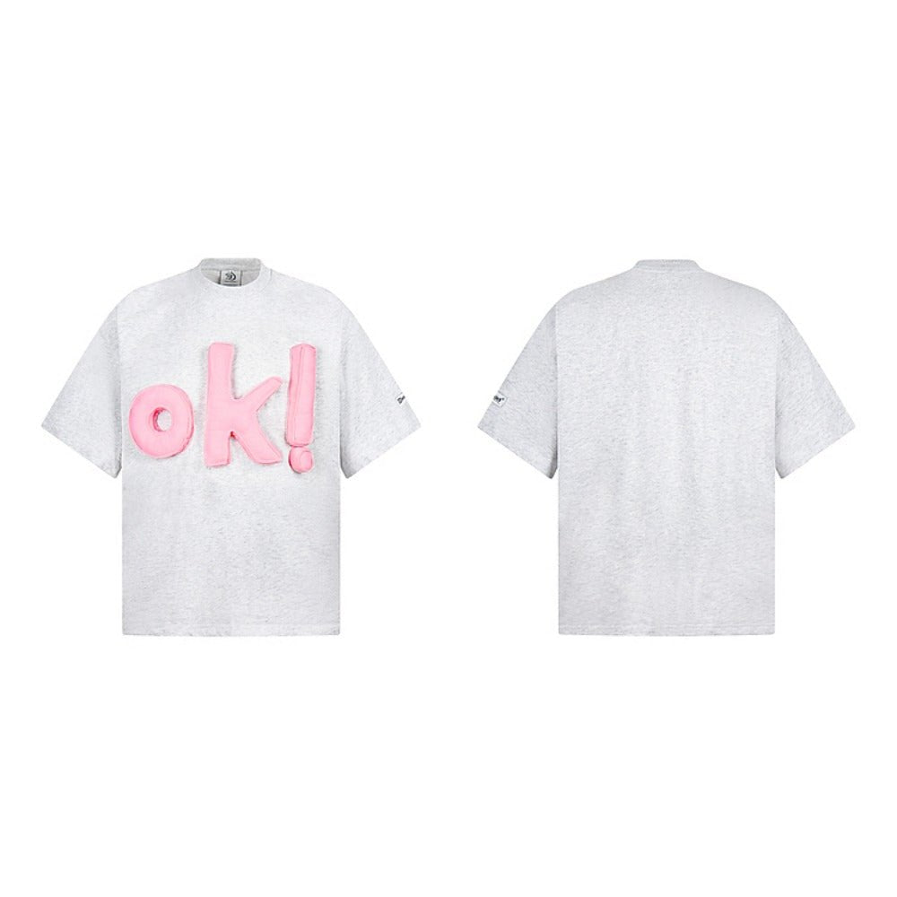 3D Letter "OK" Short Sleeve T-Shirt - Thrashink