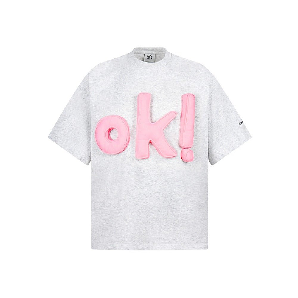 3D Letter "OK" Short Sleeve T-Shirt - Thrashink