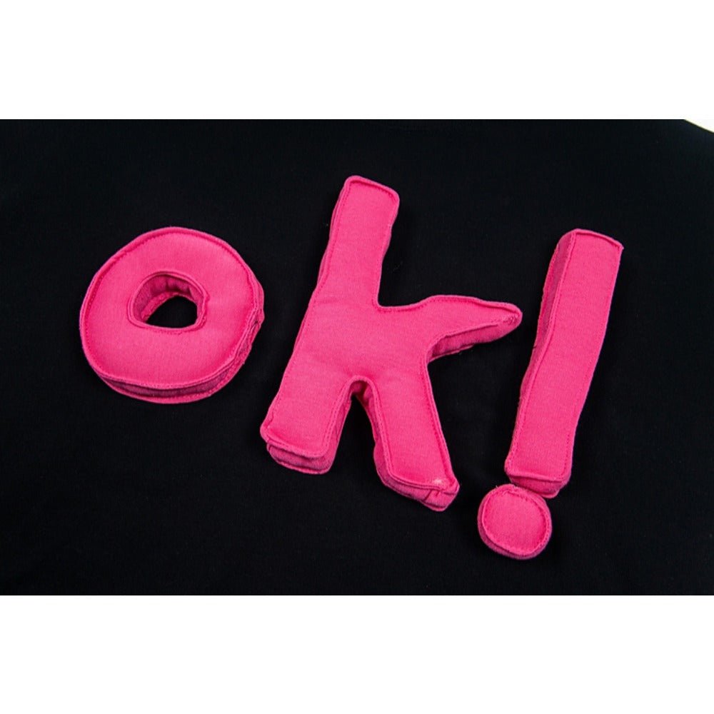 3D Letter "OK" Short Sleeve T-Shirt - Thrashink