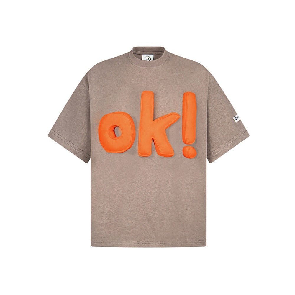 3D Letter "OK" Short Sleeve T-Shirt - Thrashink