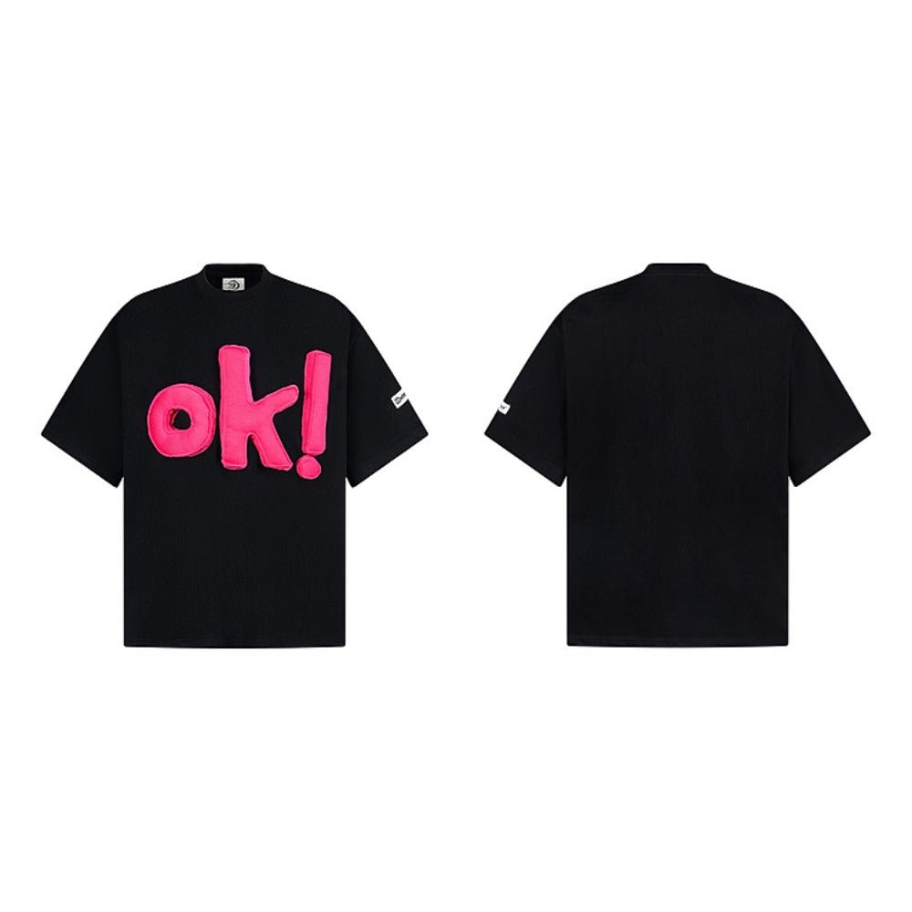 3D Letter "OK" Short Sleeve T-Shirt - Thrashink