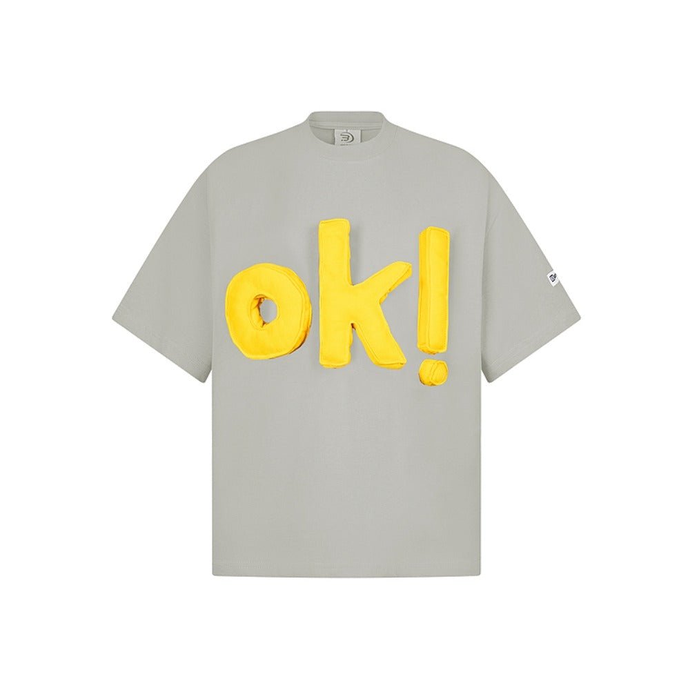 3D Letter "OK" Short Sleeve T-Shirt - Thrashink