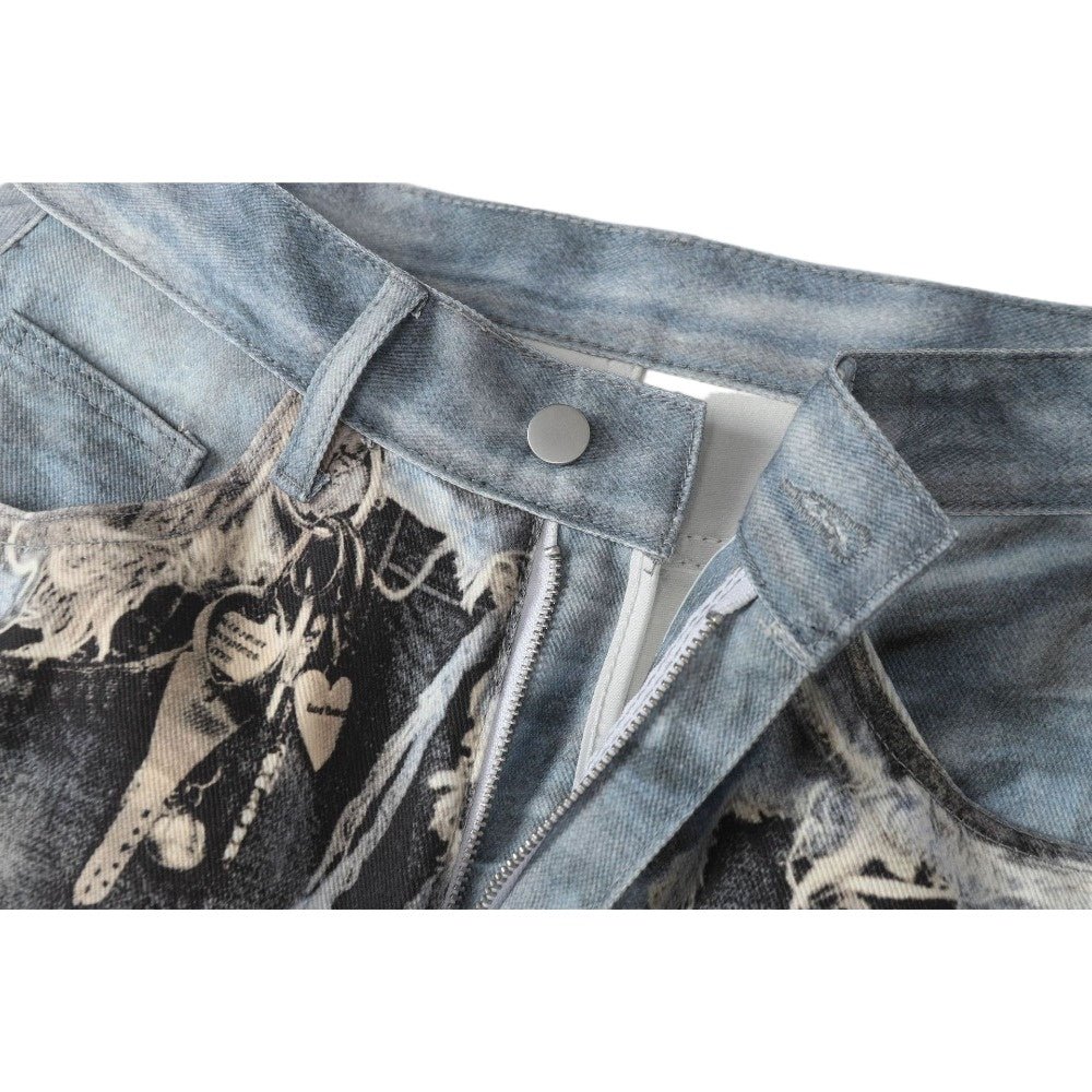 3D Printed Illusion Disruption Patchwork Jeans - Thrashink