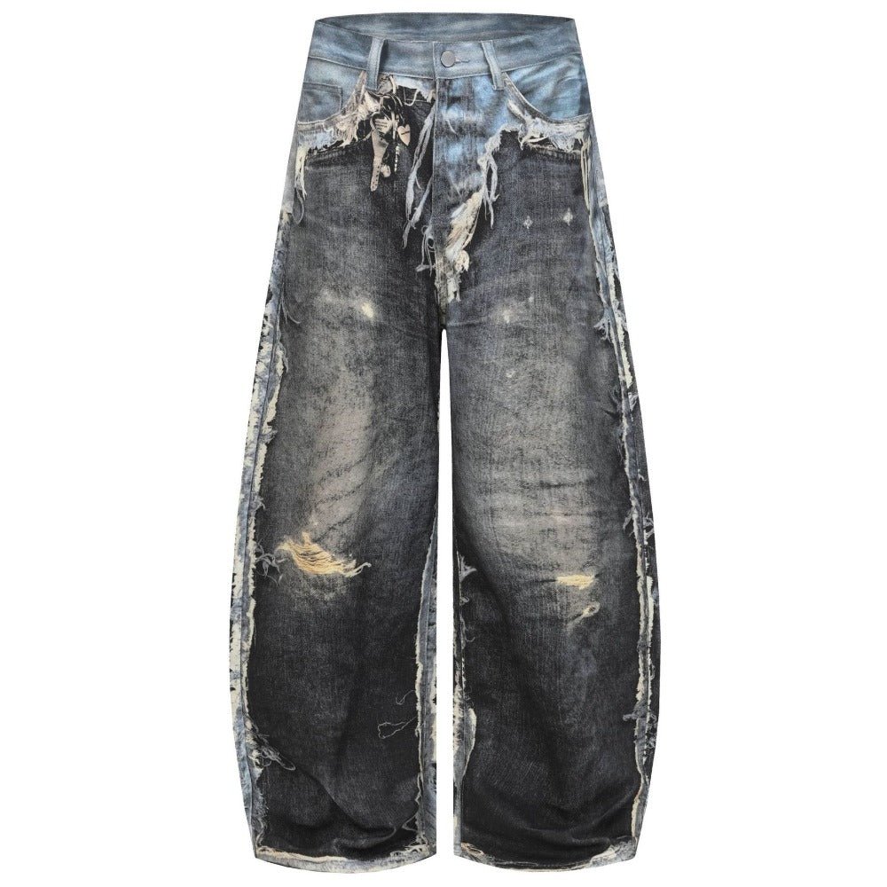 3D Printed Illusion Disruption Patchwork Jeans - Thrashink