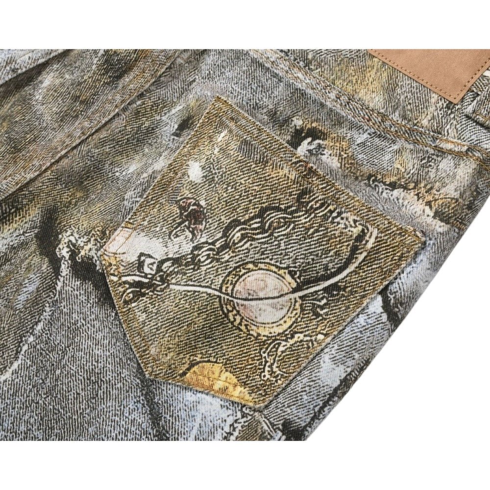 3D Printed Jewelry Chain Denim Jeans - Thrashink