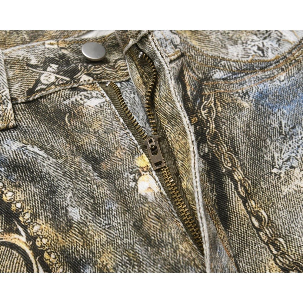 3D Printed Jewelry Chain Denim Jeans - Thrashink