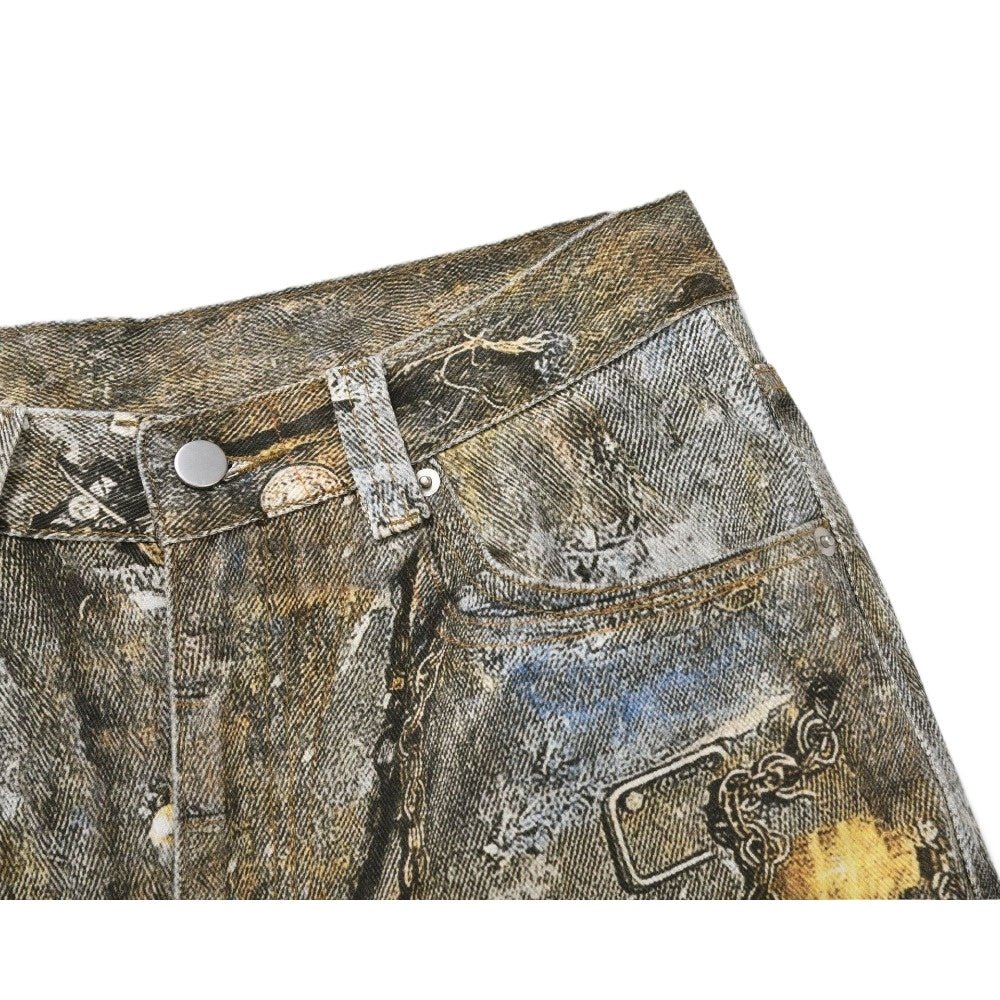 3D Printed Jewelry Chain Denim Jeans - Thrashink