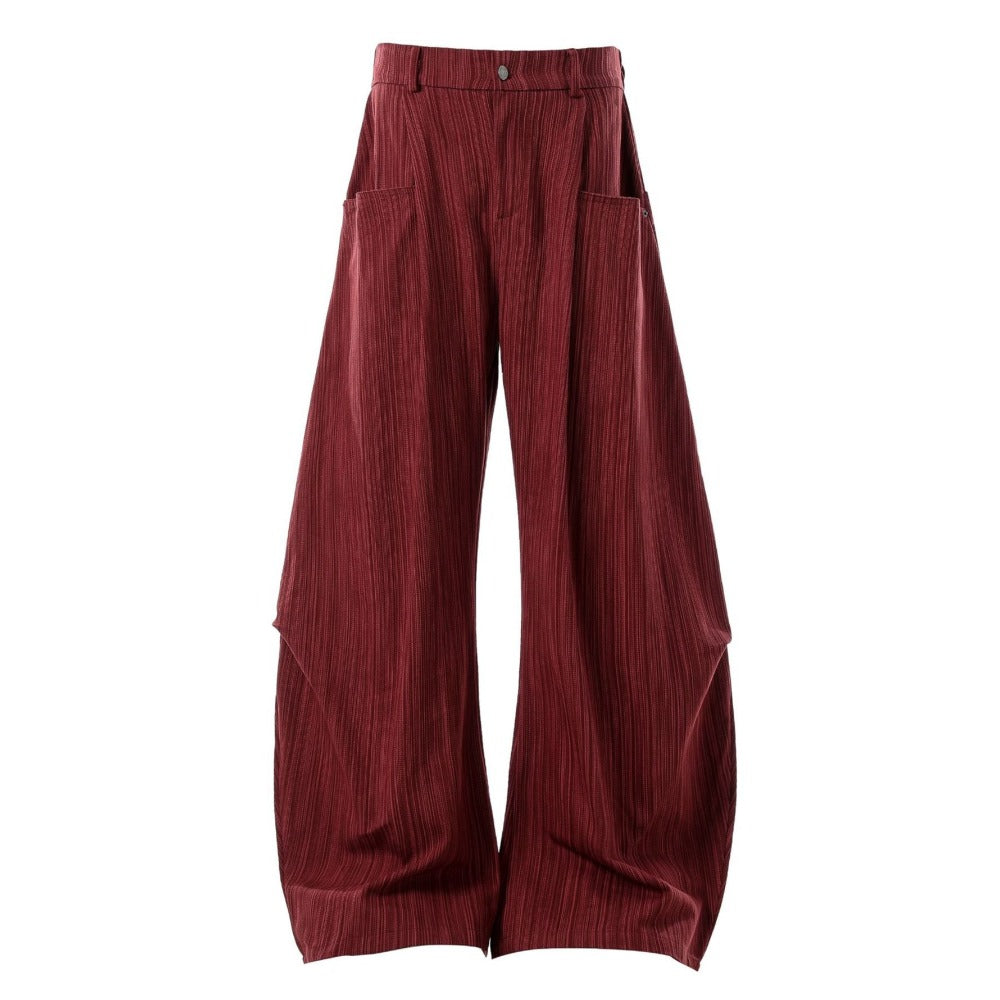 Retro Striped Curved Knife Casual Pants
