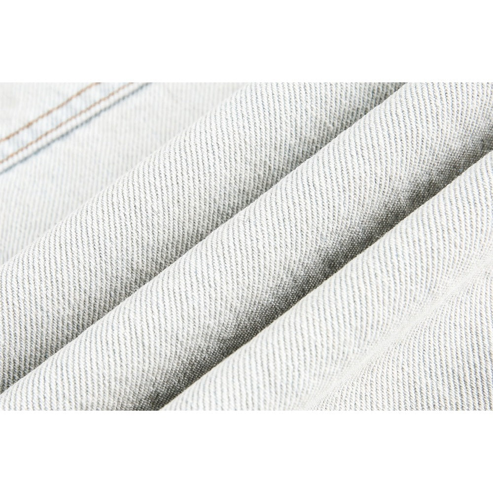 Distressed Faded Plush Waistband Patchwork Jeans