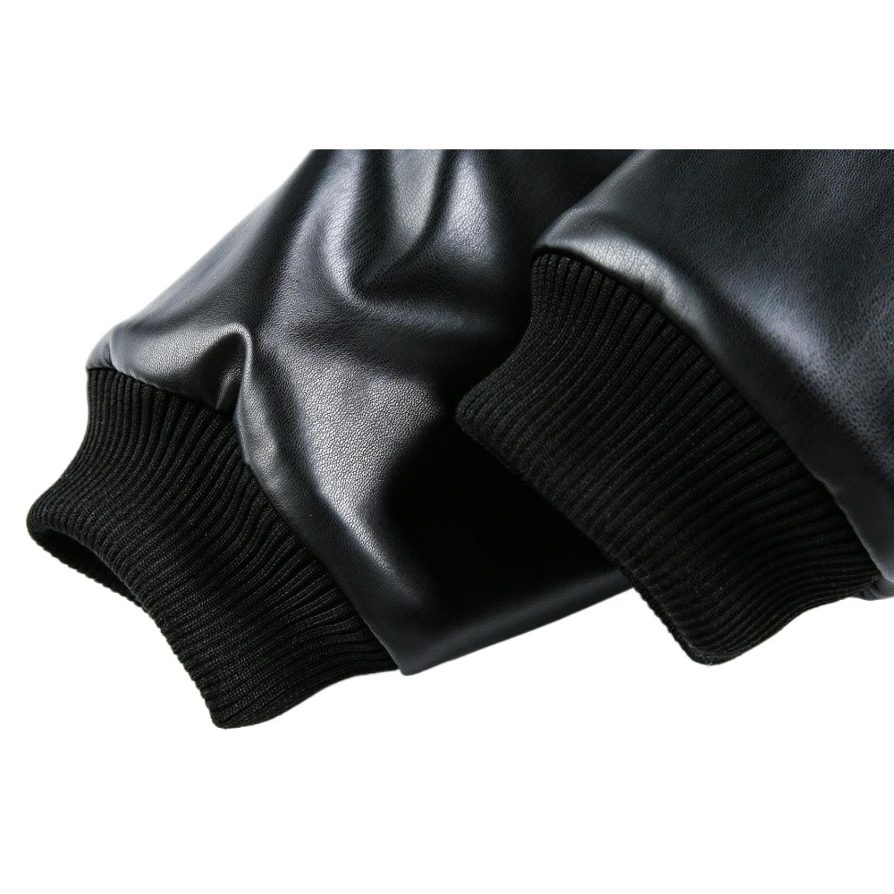 Gothic Cross-embroidered Leather Padded Jacket