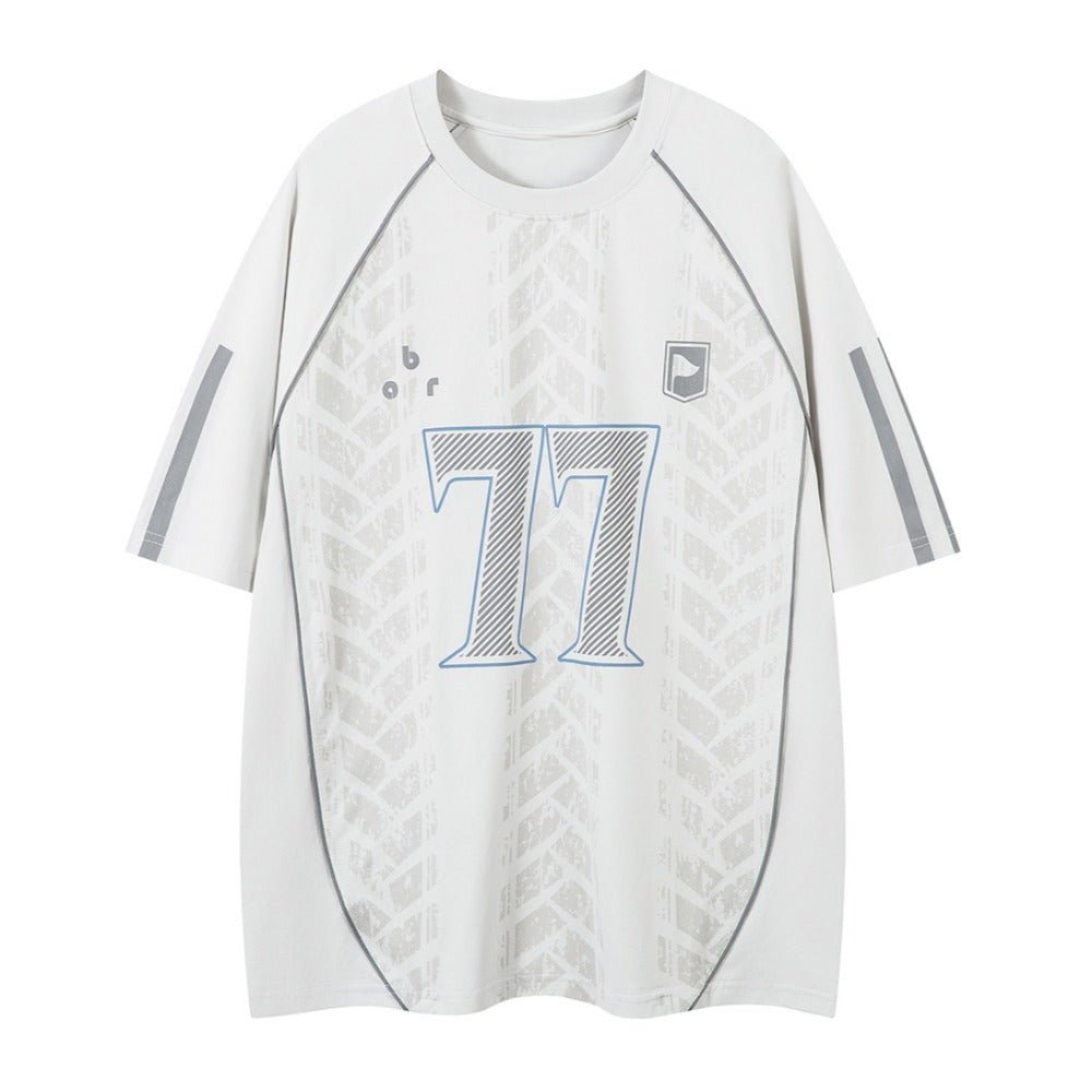 77 Number Tire Print T-Shirt - Thrashink