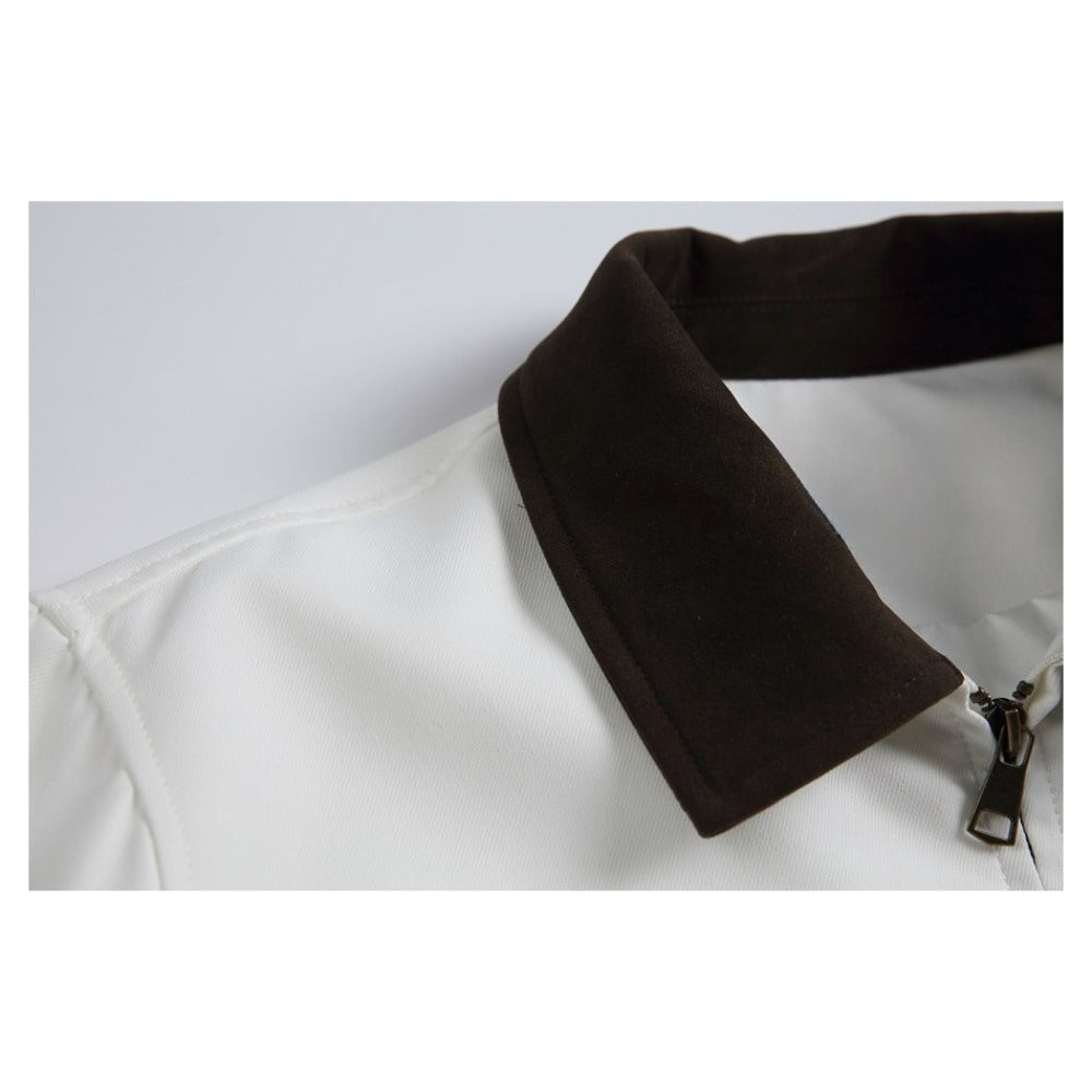 White Multi-Pocket Contrast Lapel Jacket
