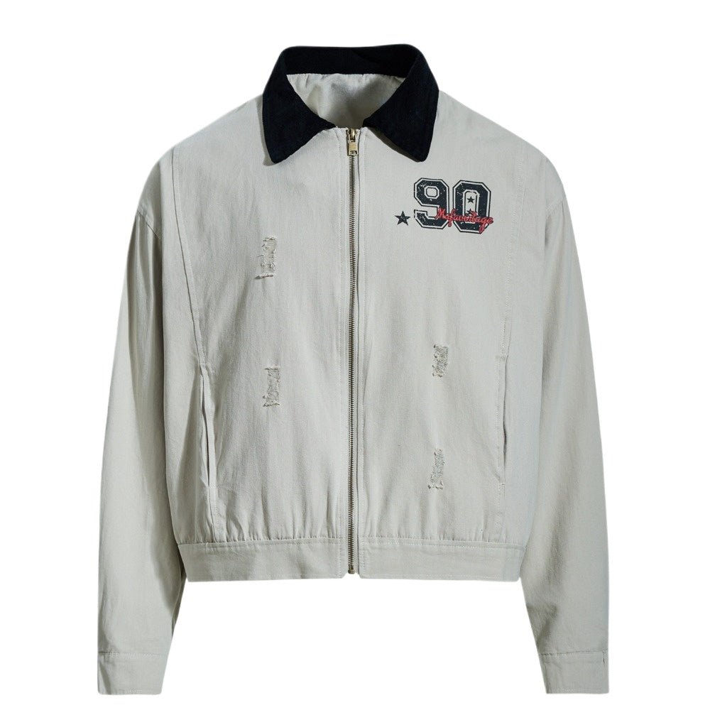 90s Distressed Zip Jacket - Thrashink