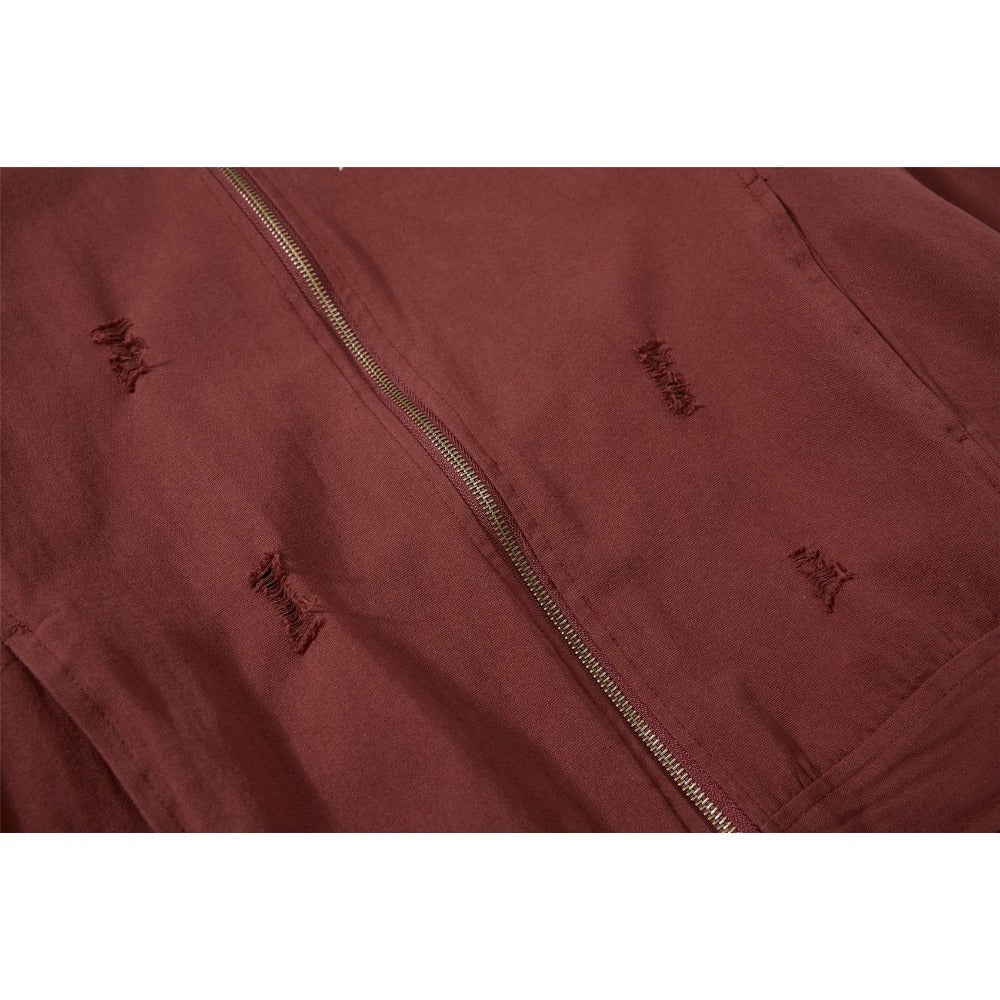 90s Distressed Zip Jacket - Thrashink