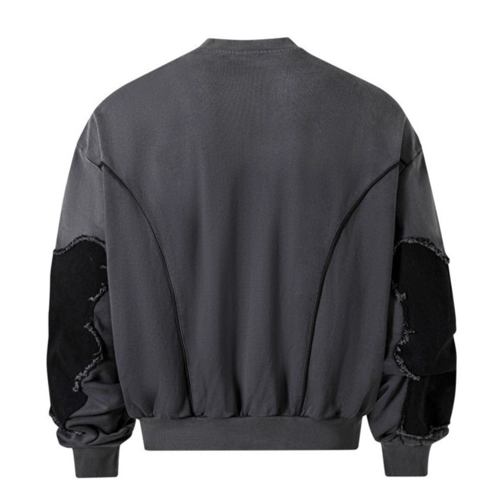 Star Patch Raw-Edge Ripped Sweatshirt