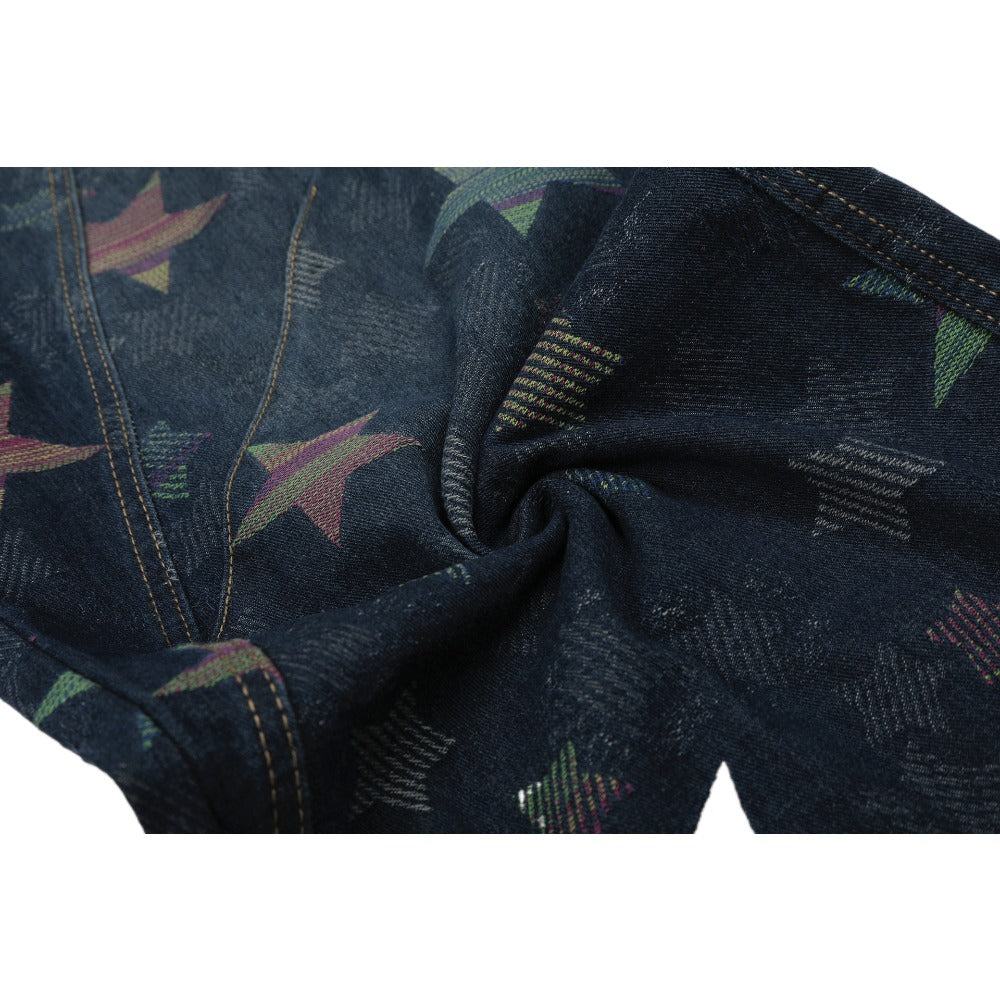 Retro Star Patterned Baggy Jeans