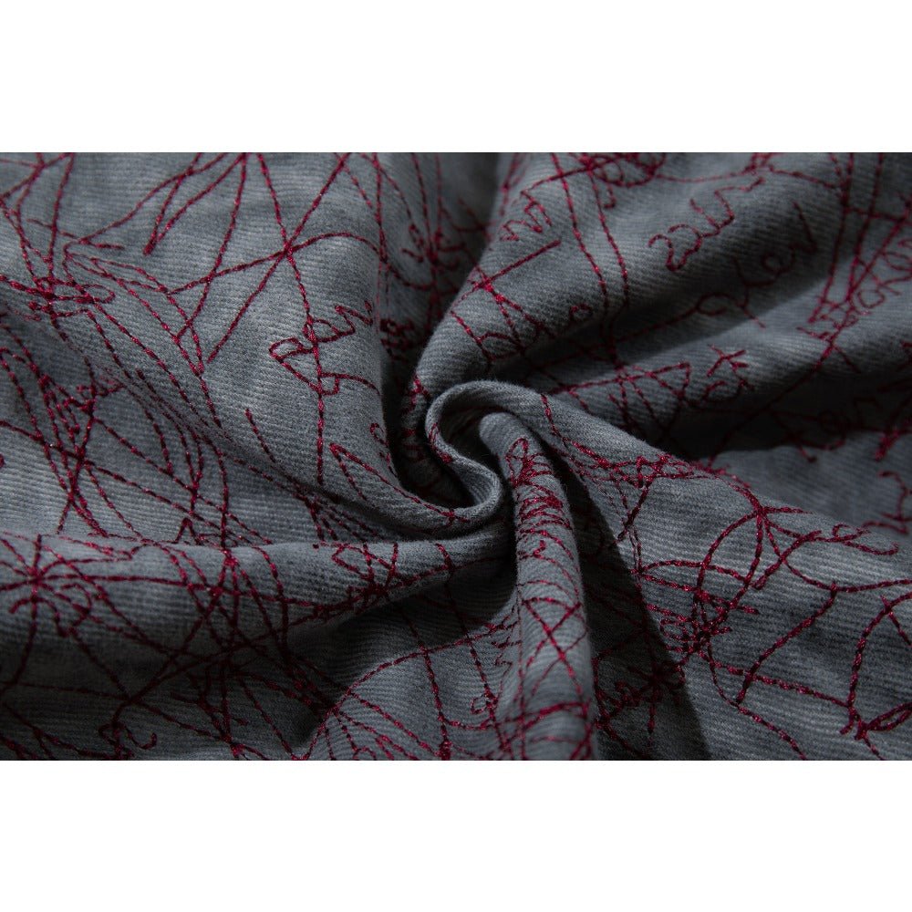 Abstract Line Print Wide - Leg Jeans - Thrashink