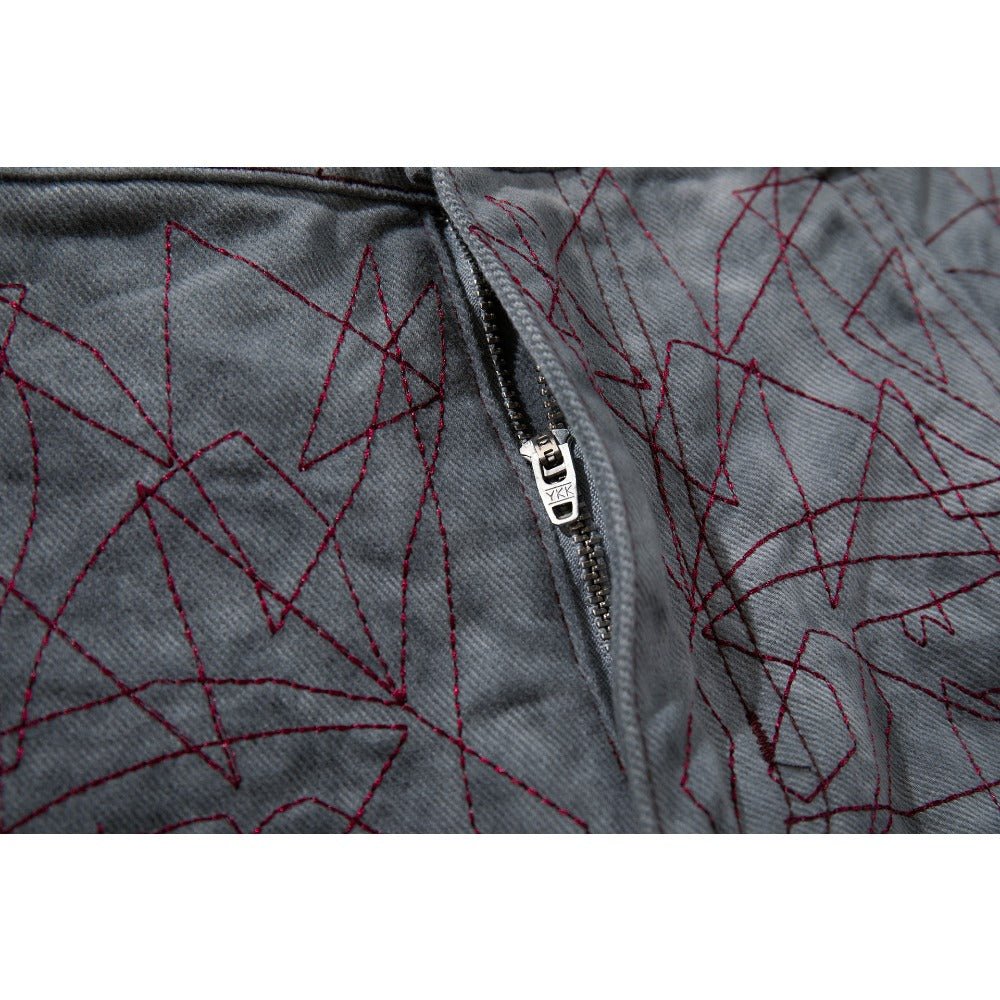 Abstract Line Print Wide - Leg Jeans - Thrashink