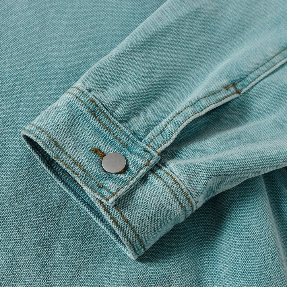 Aqua Corduroy - Collar Denim Jacket - Thrashink