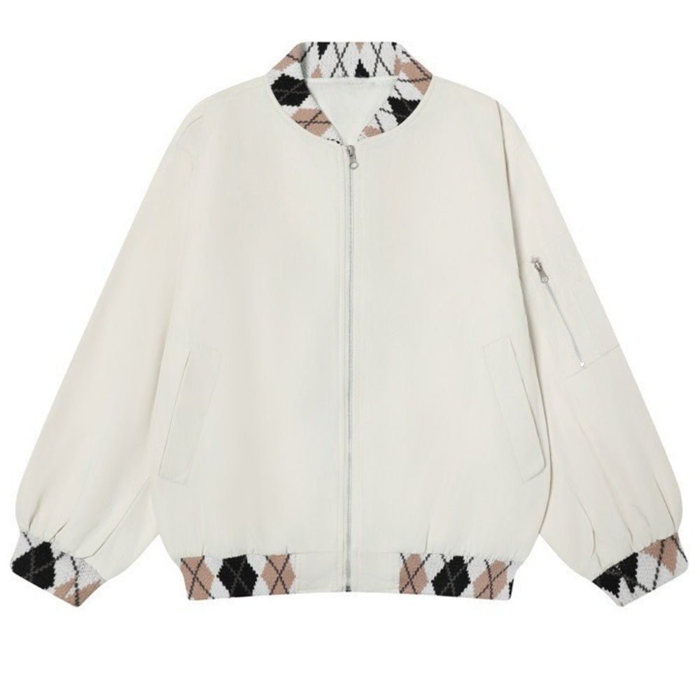 Argyle Patchwork Bomber Jacket - Thrashink