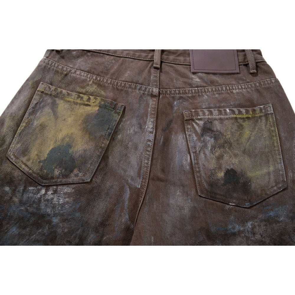 Artistic Graffiti Brown Wide - Leg Jeans - Thrashink