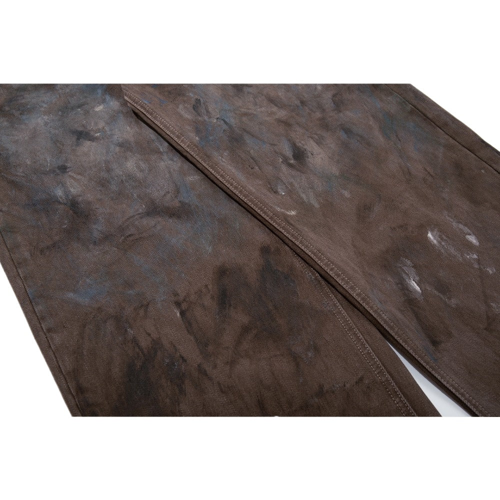Artistic Graffiti Brown Wide - Leg Jeans - Thrashink