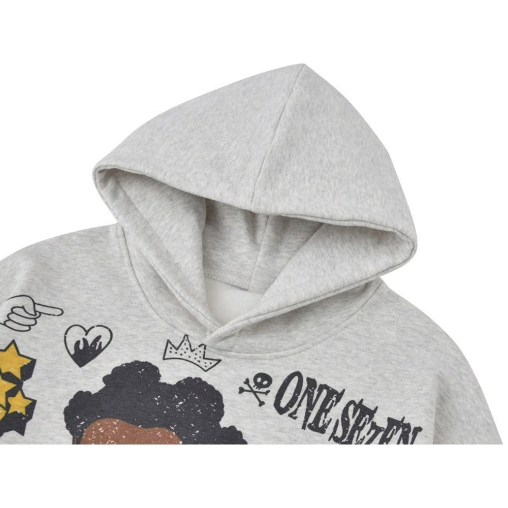 Artistic Graffiti Cartoon Print Hoodie - Thrashink