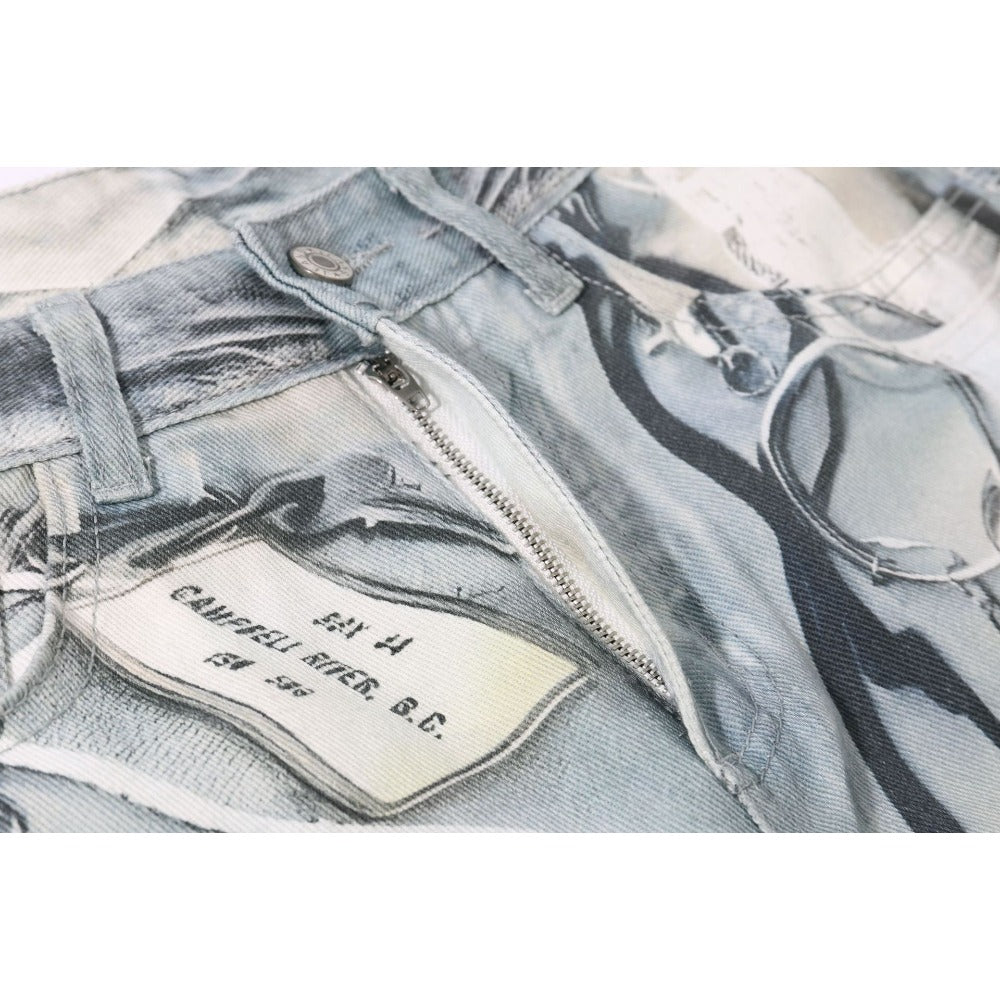 Artistic Print 3D Chain - Embellished Jeans - Thrashink