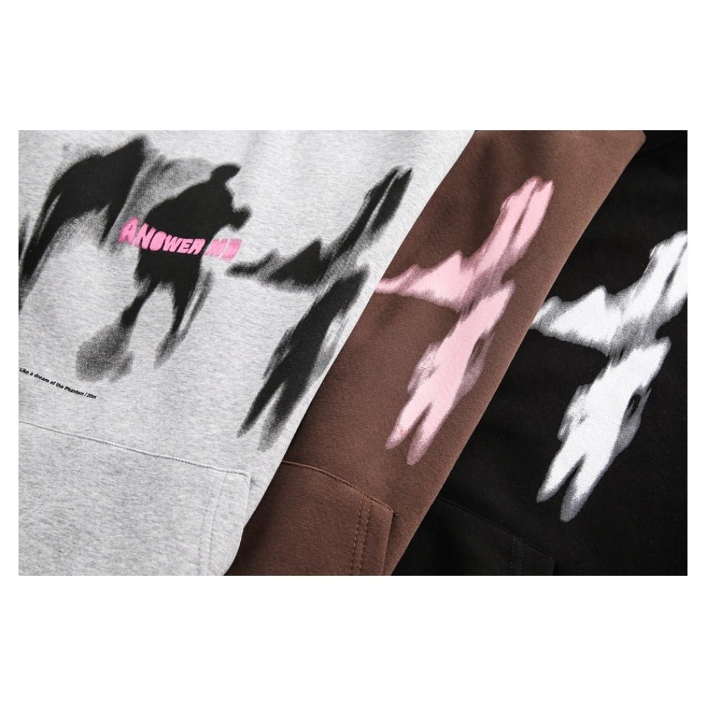 Artistic Silhouette Print Hoodie - Thrashink