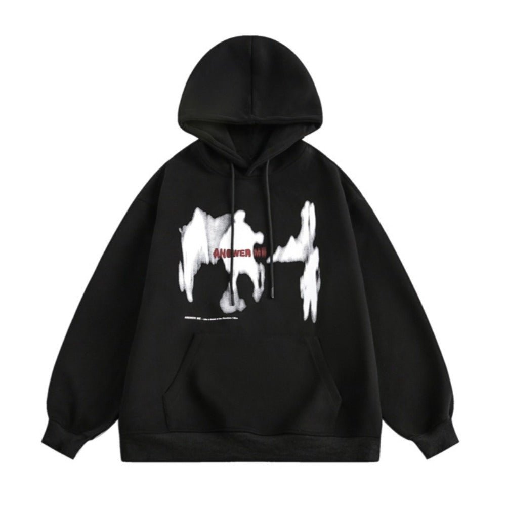 Artistic Silhouette Print Hoodie - Thrashink