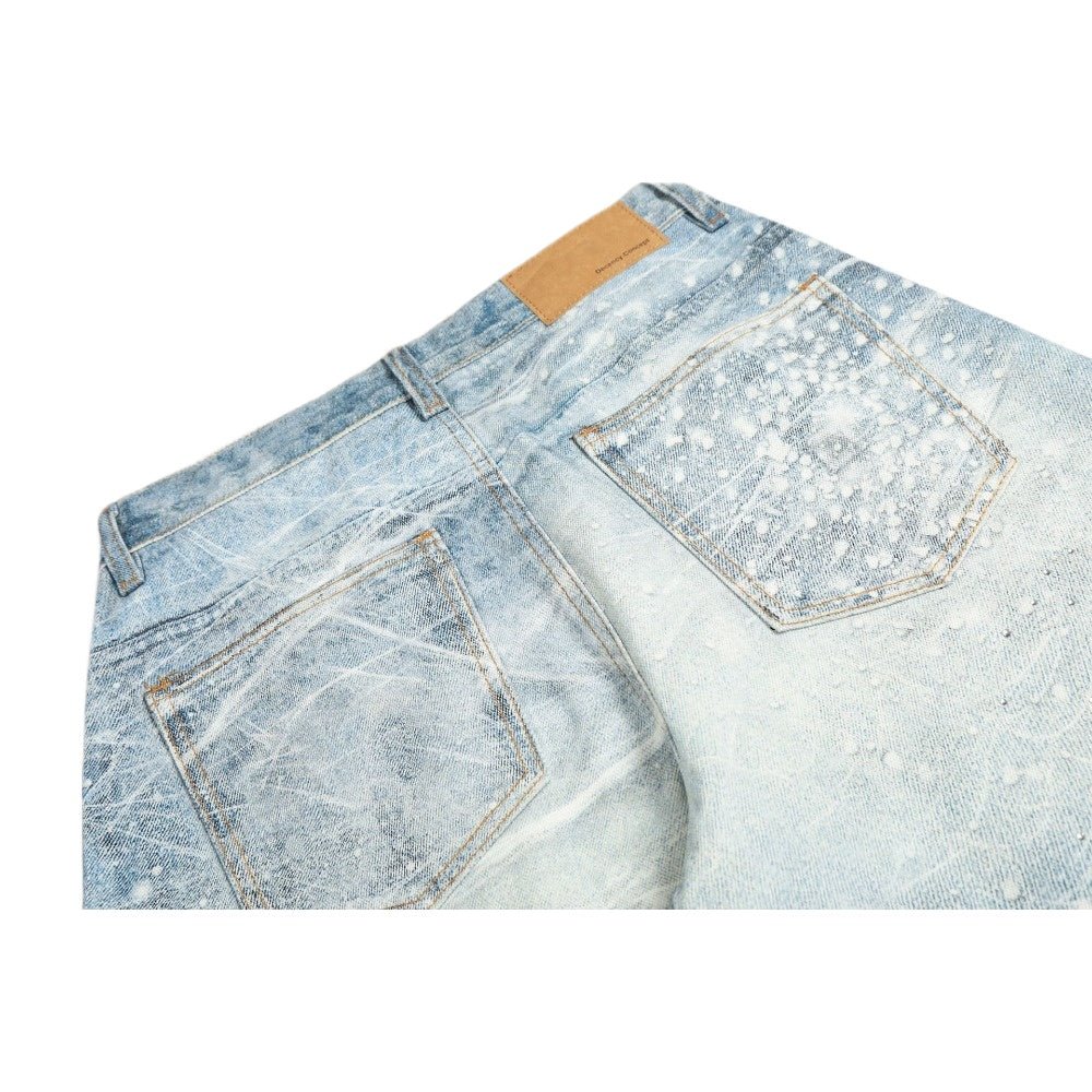 Astral Splash 3D Print High - Street Wide - Leg Jeans - Thrashink