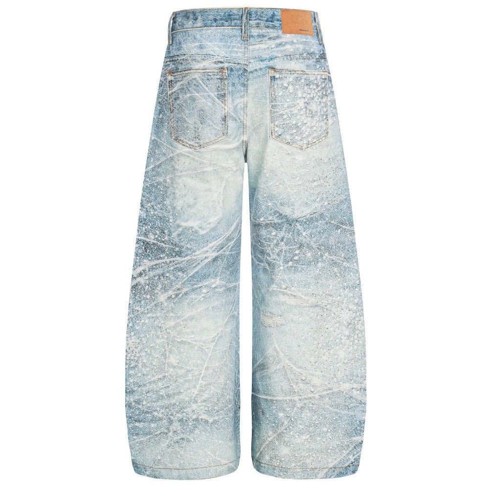 Astral Splash 3D Print High - Street Wide - Leg Jeans - Thrashink