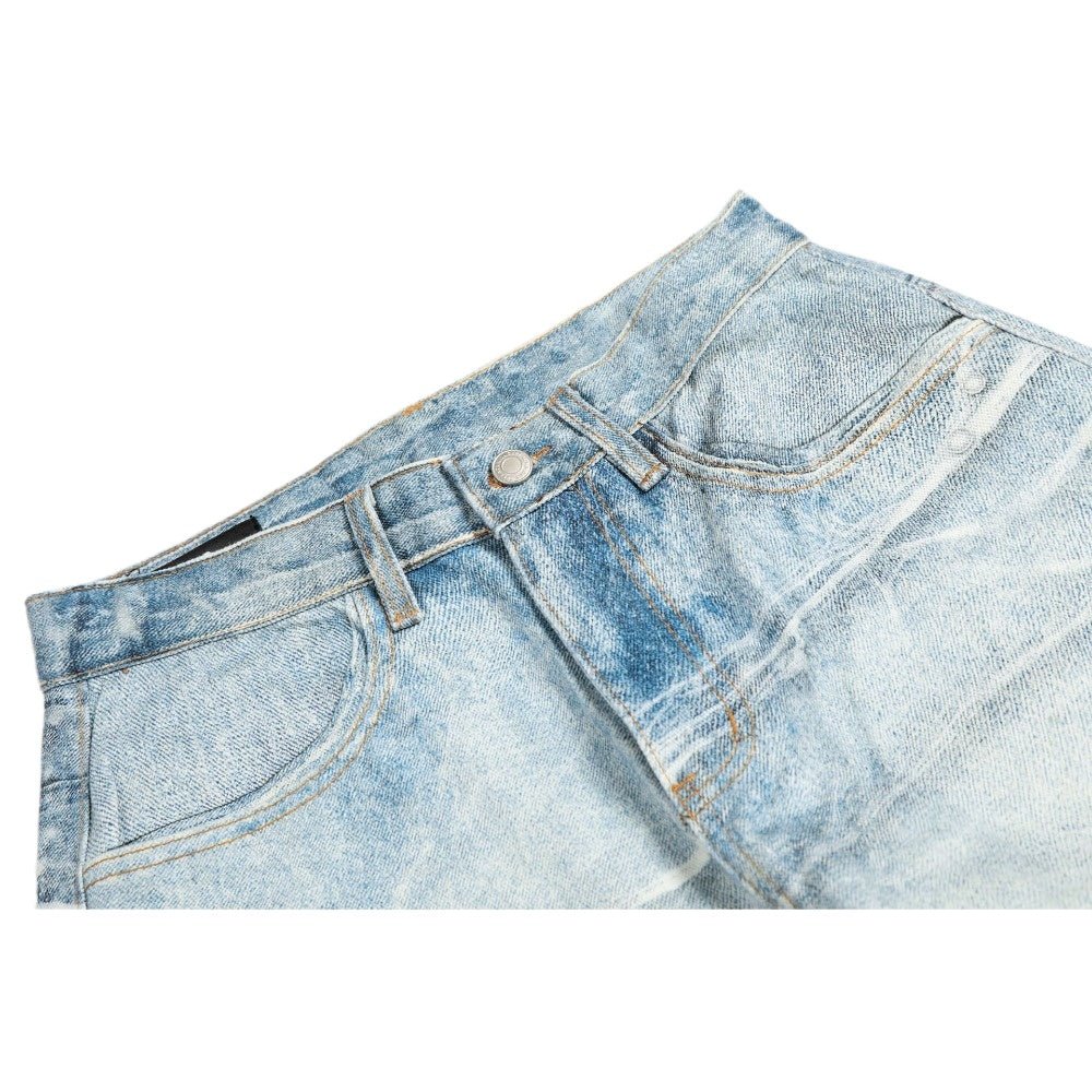 Astral Splash 3D Print High - Street Wide - Leg Jeans - Thrashink