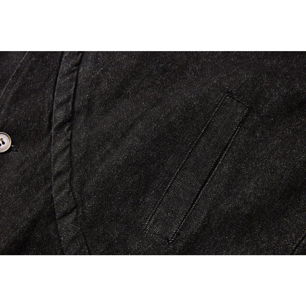 Asymmetric Black Denim Stand Collar Jacket - Thrashink