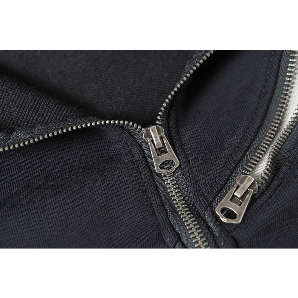 Asymmetric Zipper Panel Hooded Jacket - Thrashink
