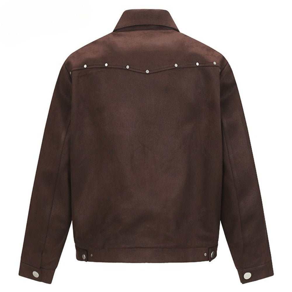 Asymmetric Zipper Suede Jacket - Thrashink