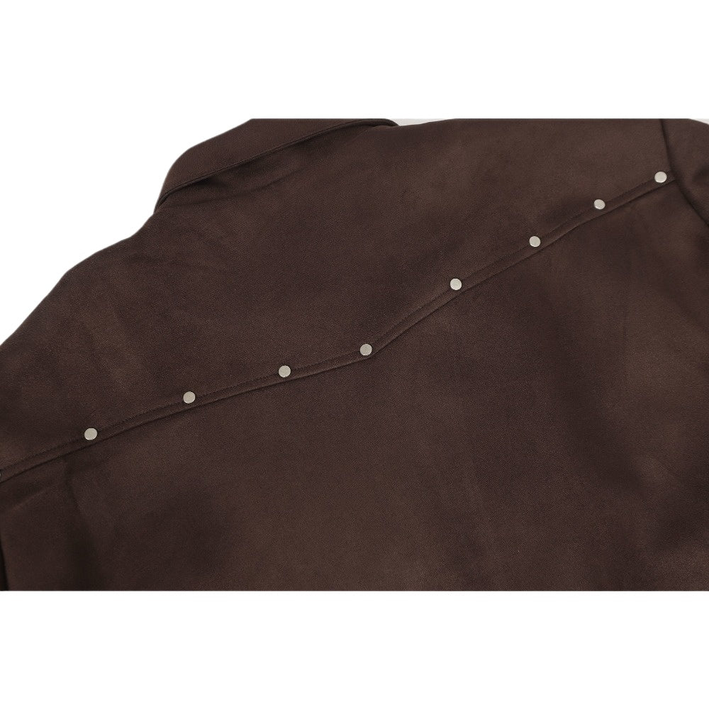 Asymmetric Zipper Suede Jacket - Thrashink