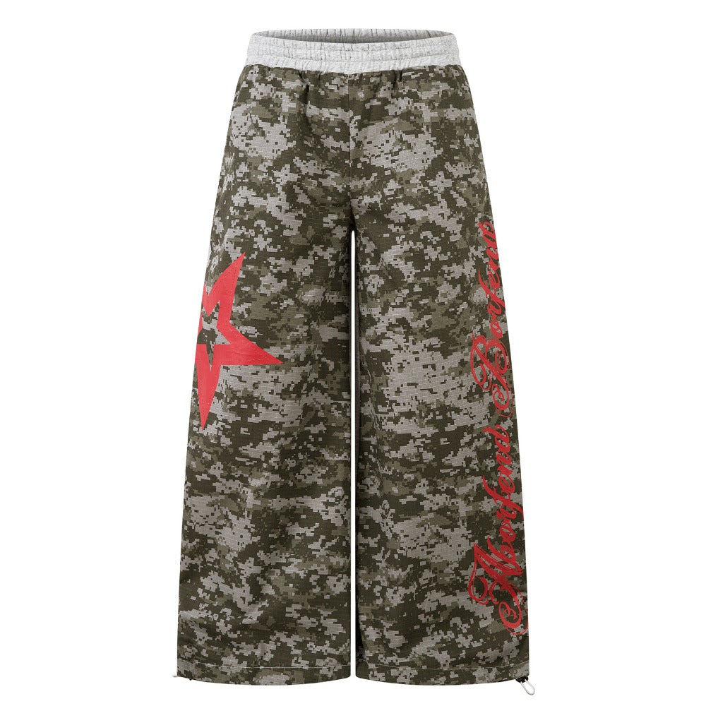Digital Camo Star Wide-Leg Pants