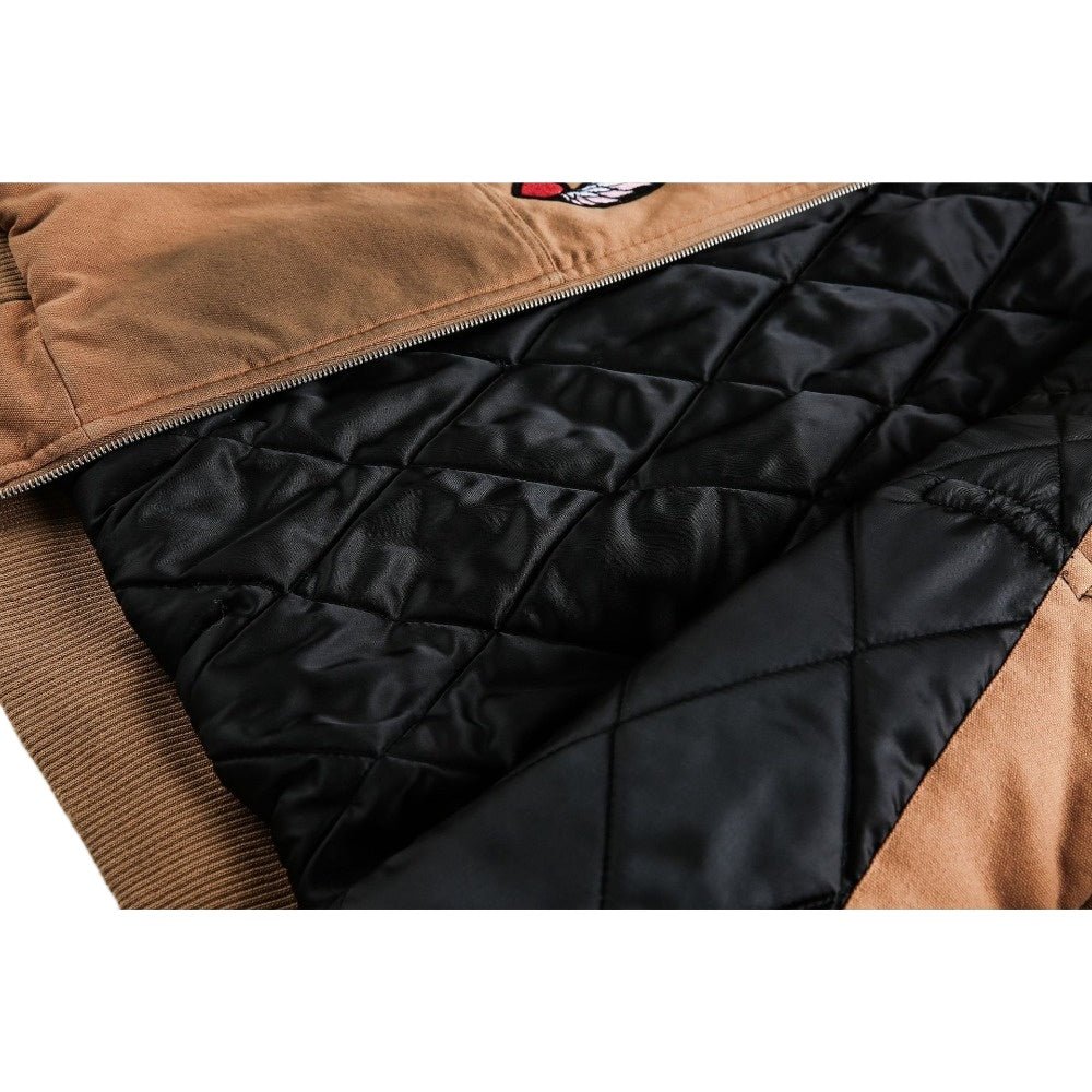 Badge - Embellished Hooded Padded Jacket - Thrashink