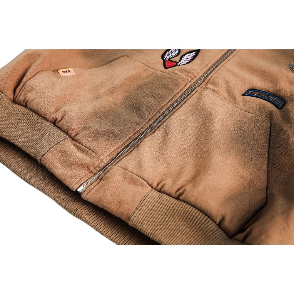 Badge - Embellished Hooded Padded Jacket - Thrashink