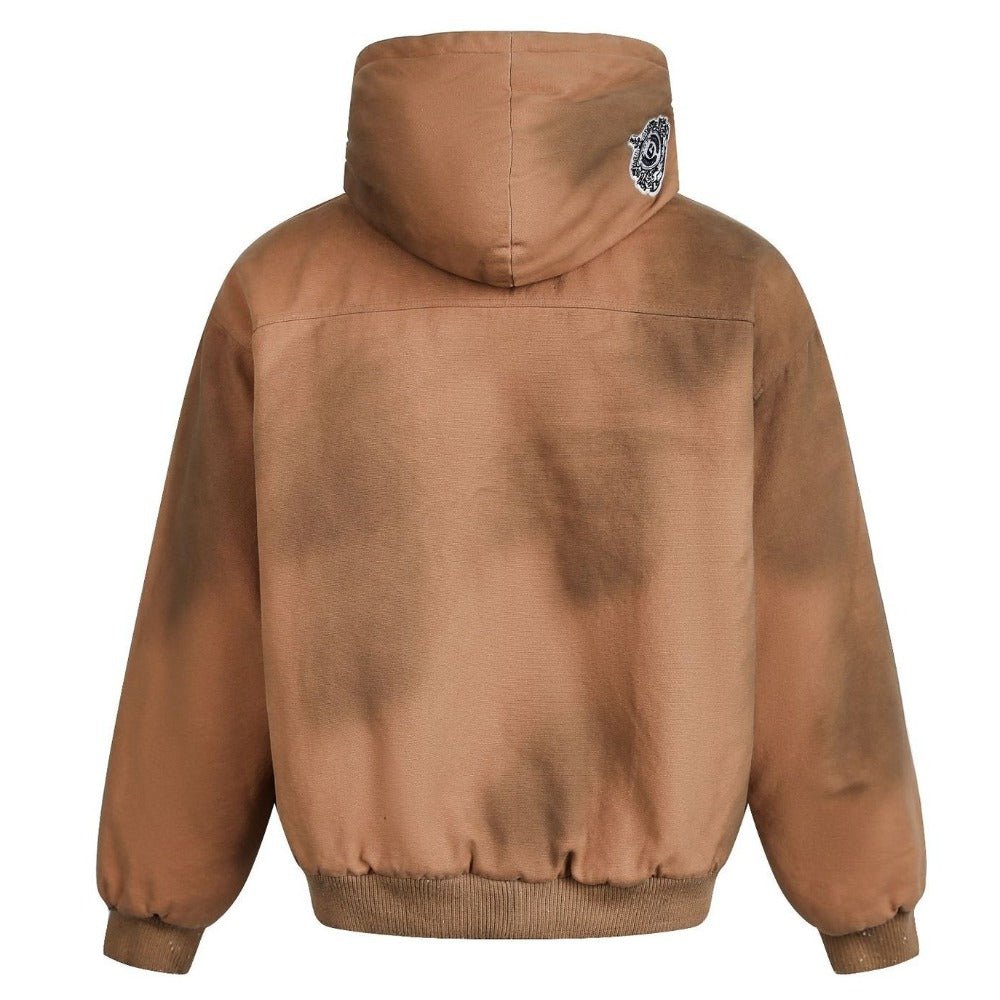 Badge - Embellished Hooded Padded Jacket - Thrashink