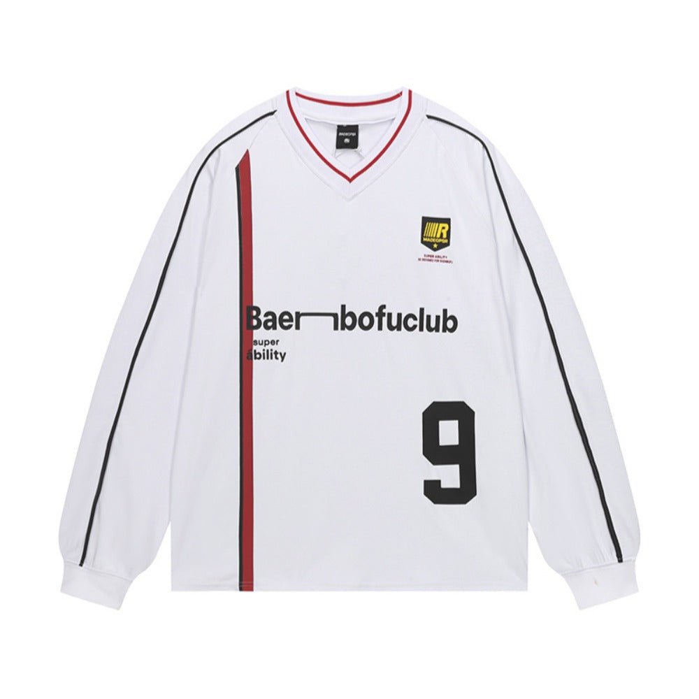 Baer Striped Number 9 Sports Sweatshirt - Thrashink