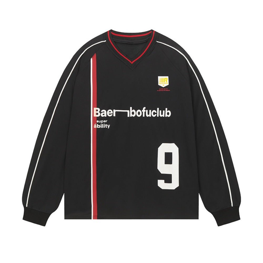 Baer Striped Number 9 Sports Sweatshirt - Thrashink