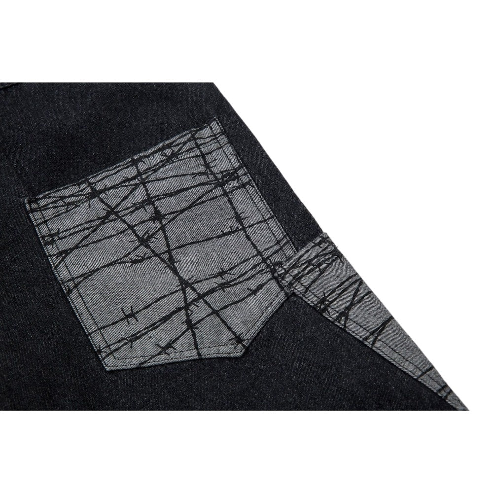 Baggy Patchwork Wide - leg Jeans - Thrashink